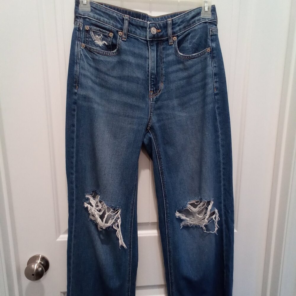American Eagle (stretch) Super High Rise Baggy Wide Leg Jeans Size 4 #0466